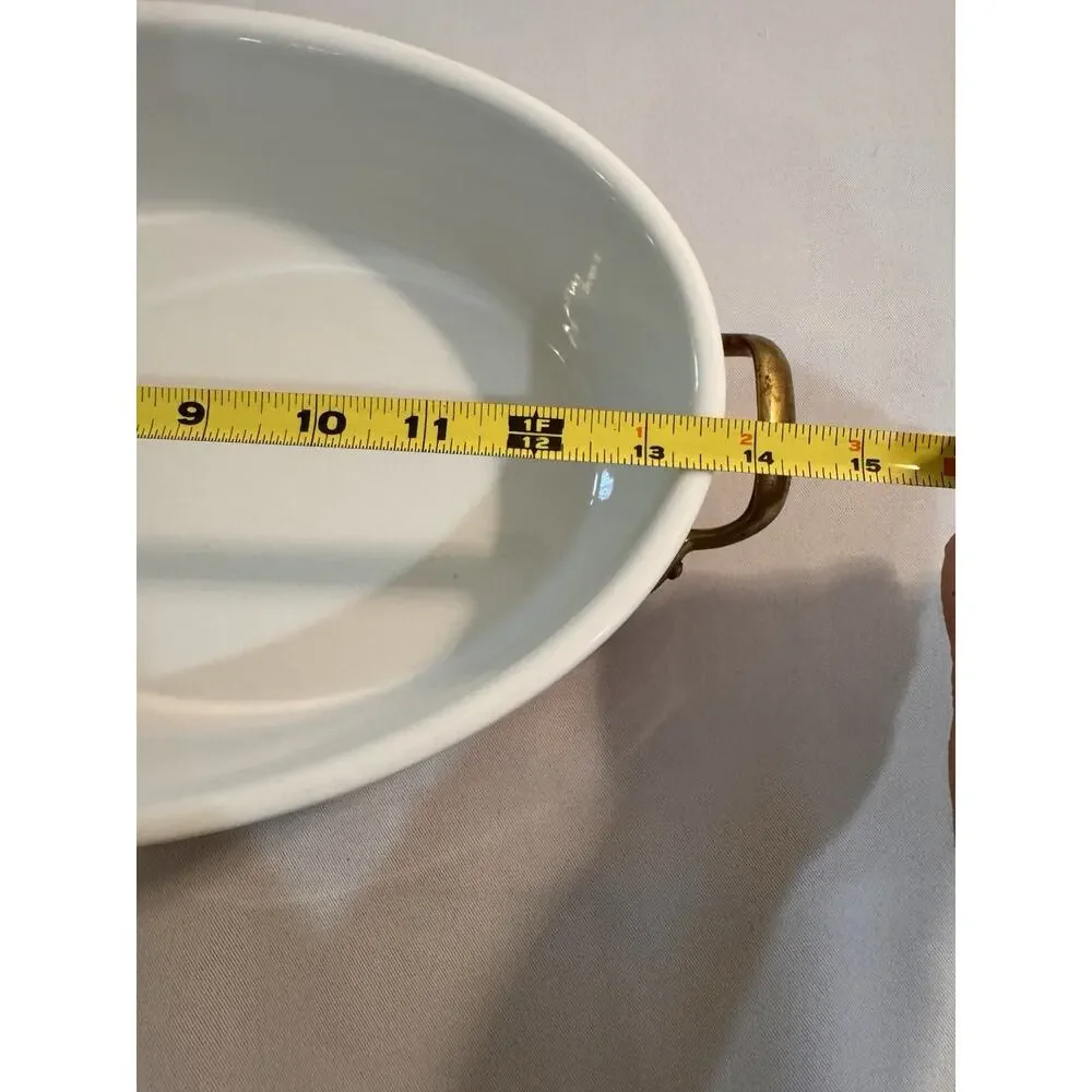 Vintage Williams Sonoma Oval White Baker In Portugal Made Copper Server Rare!